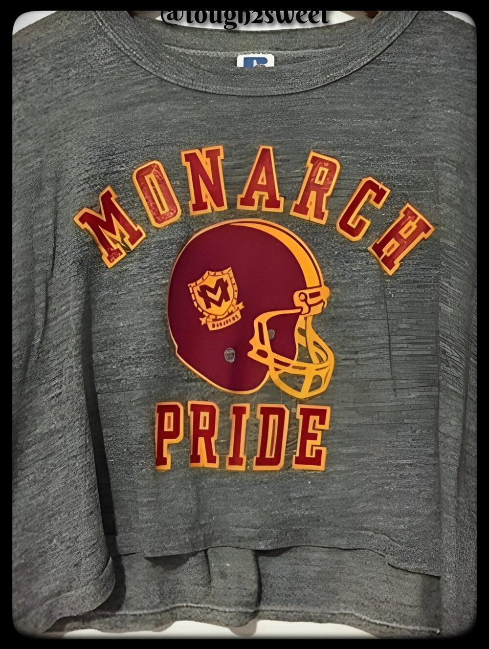 RUSSELL GRAY MONARCH SPORTY PRIDE FOOTBALL CROP TOP/GRAPHICS BOTH SIDES (XL)